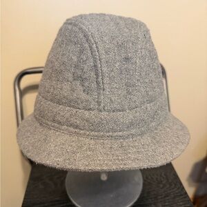 Vintage Totes Gray Wool Bucket Hat Large Made in USA Burnt Orange Lining
